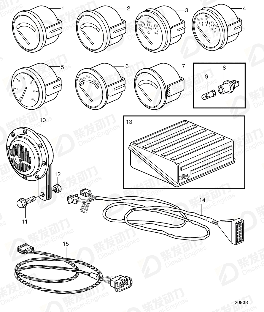 VOLVO Tachometer kit 873998 Drawing VOLVO Tachometer kit 873998 Drawing